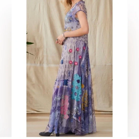 Johnny Was Biya Allegra mesh overlay dress NWOT. No slip. Size M - Picture 7 of 10